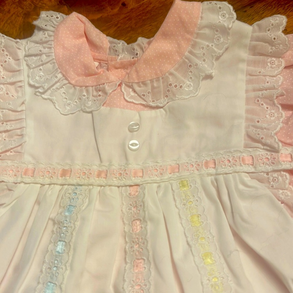 Vintage pink pinafore dress, size 3T, like new condition